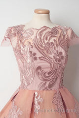 Cap Sleeves Junior Pretty Appliques Short Sweet 16 Evening Prom Dresses