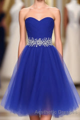 Cheap Homecoing Short Homecoing Sweetheart Royal Blue Homecoing Beading Homecoing Royal Blue Evening Prom Dresses