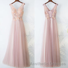 Pink Long A Line Simple Cheap Lace Up Evening Prom Dresses