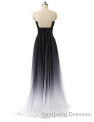 Hot Sales Navy Blue Ombre Gradient Chiffon Long Black Belt Ombre Black Gradient Custom Made Cheap Women Evening Prom Dresses