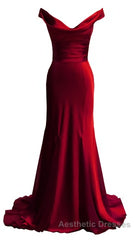 red mermaid off shoulder navy blue Evening Prom Dresses mermaid satin backless charming formal Evening Prom gowns 2024 party Dresses
