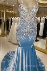 Evening Prom Dresses Light Sky Blue Appliques Formal Evening Party Gowns