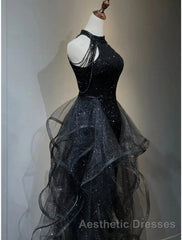 Evening Prom Dresses Sparkle & Shine Dresses Wedding Party Sleeveless Sequined with Crystals Sequin Ruffles