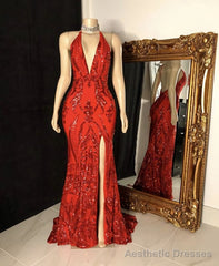 Red Prom Gown,Floor length Prom dress,mermaid gown