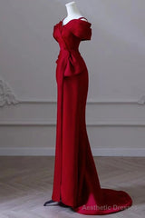 Red Satin Sweetheart Straps Long Formal Dress Red Long Prom Dress