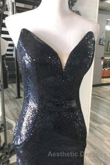 Blue Sequin Strapless Bodycon Homecoming Dresses