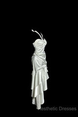 Retro Mermaid Halter Satin High Low Evening Dresses Evening Prom Dresses