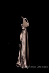 Retro Mermaid V Neckline Chiffon Brown Evening Dresses Evening Prom Dresses