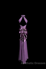 Retro Mermaid V Neckline Chiffon Grape Evening Dresses Evening Prom Dresses