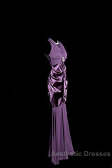 Retro Mermaid V Neckline Chiffon Grape Evening Dresses Evening Prom Dresses