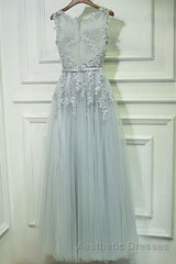 Round Neck Lace Evening Prom Dresses, Lace Formal Evening Dresses
