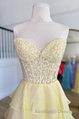 Royal Blue Chiffon Sweetheart Ruffle Tiered Long Evening Prom Dresses