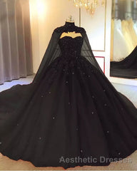 Royal Blue Tulle Ball Gown Evening Prom Dresses With Cape