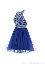 Royal Bule Tulle Homecoming Dresses Short Evening Prom Gowns