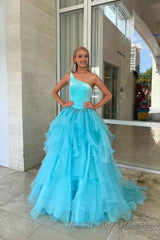 Ruffle One Shoulder Royal Blue Velvet Top Long Formal Dresses