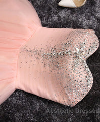 Pink A Line Sweetheart Neck Short Evening Prom Dresses, Homecoming Dresses