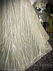 Sage A-Line Off The Shoulder Glittering Tulle Sequins Long Evening Prom Dresses Sweet 16 Dresses