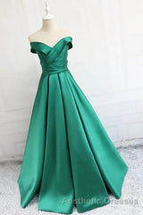 Satin A-line Off-the-Shoulder Evening Prom Dresses,Elegant  Long Evening Prom Dresses,Graduation Dresses