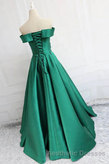 Satin A-line Off-the-Shoulder Evening Prom Dresses,Elegant  Long Evening Prom Dresses,Graduation Dresses