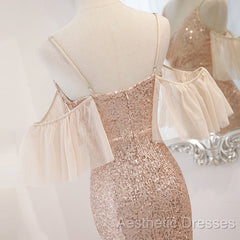 Sequins And Tulle Mermaid Long Party Dresses Evening Prom Dresses, Off Shoulder Formal Dresses