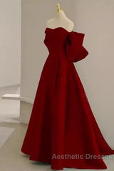 Sexy A Line Strapless Red Long Evening Prom Dresses