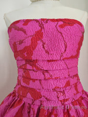 Sexy A Line Strapless Satin Pink Floral Vacation Dresses Short Birthday Dresses