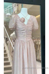 Sexy A Line V Neckline Pink Chiffon Beach Dresses WomenS Vacation Dresses