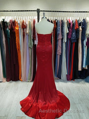 Sheath/Column Elastic Evening Prom Dresses Woven Satin Sequin Sweetheart Sleeveless Court Train Dressese