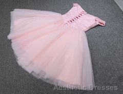 Shiny Beadings Off the Shoulder Pink Short Homecoming Evening Prom Dresses, Off Shoulder Pink Beaded Formal Graduation Evening Dresses