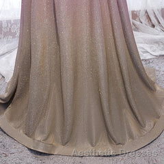 Shiny Off Shoulder Pink Ombre Evening Prom Dresses, Pink Ombre Formal Graduation Evening Dresses