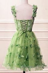 Short Butterfly Lace Corset Homecoming Dresses