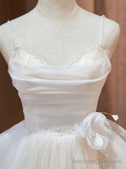Short Champagne Floral Prom Dresses, Short Champagne Floral Formal Homecoming Dresses