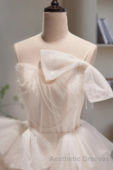 Short Light Champagne Tulle Evening Prom Dresses, Short Champagne Tulle Formal Homecoming Dresses