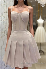 Short Nude Satin Corset Dresses