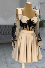 Short Nude Satin Lace Embroidery Corset Dresses