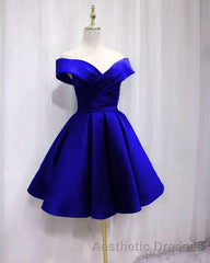 Short Satin Off Shoulder Homecoming Dresses For Evening Prom