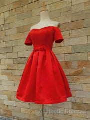 Short Sleeves Short Evening Prom Dresses, Short Sleeves Short Formal Homecoming Graduation Dresses