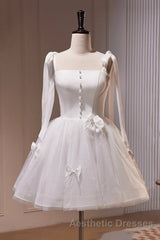 Short White Evening Prom Dresses, Short White Formal Homecoming Dresses