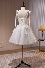 Short White Evening Prom Dresses, Short White Formal Homecoming Dresses
