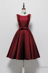 Simple  A-Line Satin Black Short Evening Prom Dresses, Black Homecoming Dresses
