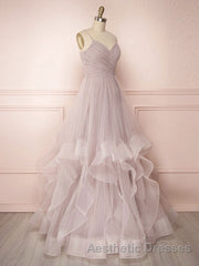 Simple Lotus root starch tulle long Evening Prom Dresses, tulle evening Dresses