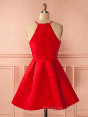 Simple Red Short Evening Prom Dresses, Short Red Homecoming Dresses, Red Short Mini Formal Dresses