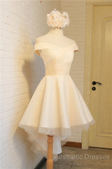 Simple Sweetheart Off Shoulder High Low Party Dresses Homecoming Dresses, Short Evening Prom Dresses