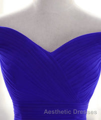Simple sweetheart tulle blue long Evening Prom Dresses, blue evening Dresses
