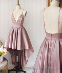 Simple v neck high low Evening Prom Dresses homecoming Dresses