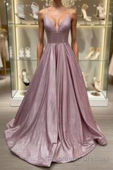 Simple v neck long Evening Prom Dresses, v neck long formal evening Dresses