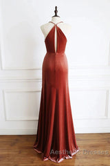 Simple V Neck Velvet Formal Dresses Mermaid Long Wedding Guest Dresses
