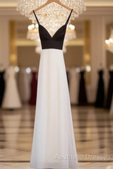 Simple White Chiffon Backless Long Evening Prom Dresses, Evening Dresses