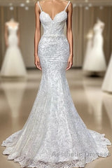 Spaghetti Strap Mermaid Royal Wedding Dresses Evening Prom Gown