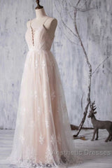 Spaghetti Strap Ruffle Lace A-line Wedding Dresses